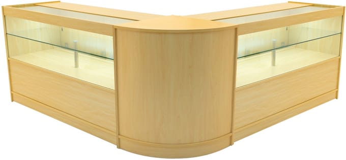 Selene led winkel toonbank set - esdoorn - 150/60 cm - 2xc1500+cm60