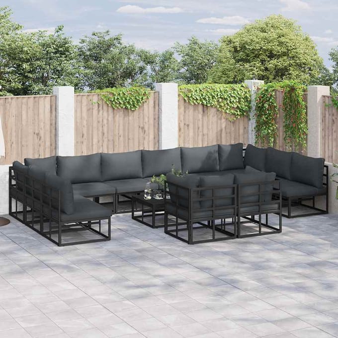 vidaXL - Tuinbank - Set - 12 - st - Zwart - Aluminium