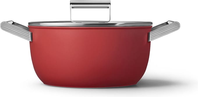 SMEG Kookpan met deksel Rood Mat - ø 24 cm / 4.6 Liter