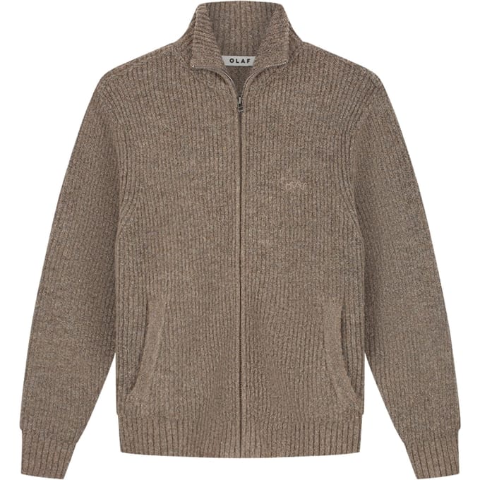 Olaf Signature Zip Knitted Sweaters Bruin M260706