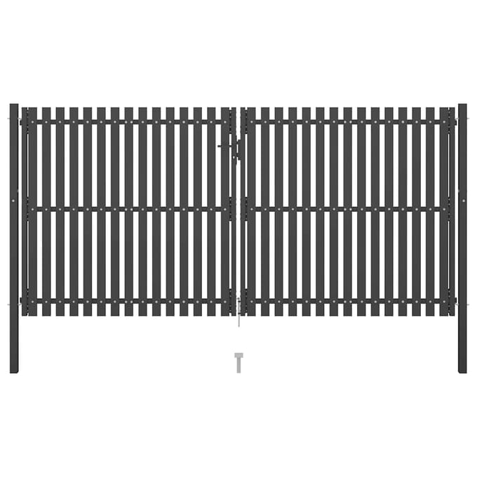 vidaXL - Tuinhekpoort - staal - 400x175 - cm - antraciet