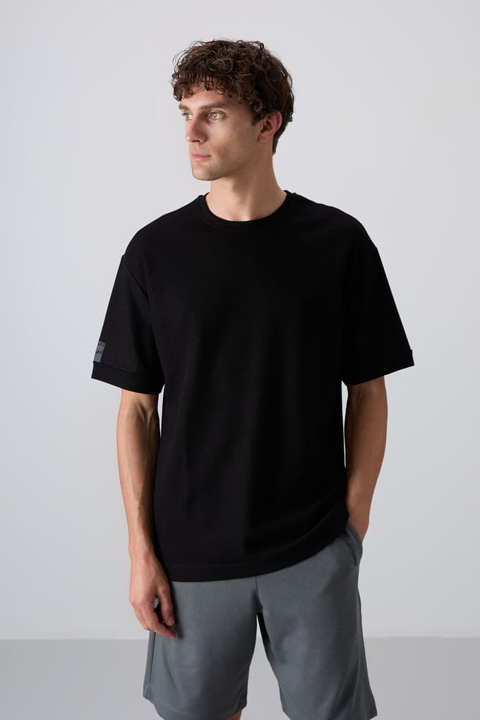 Heren Oversized Crew Neck T-Shirt Met Patch