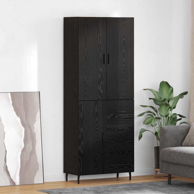 vidaXL - Highboard - 2 - st - Zwart - eiken - 69,5 - x - 34 - x - 180 - cm - Bewerkt - hout