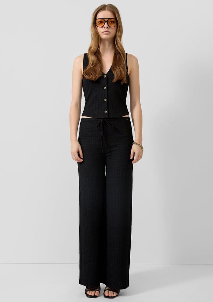 Damesbroek van gestructureerde stof met elastische taille QS