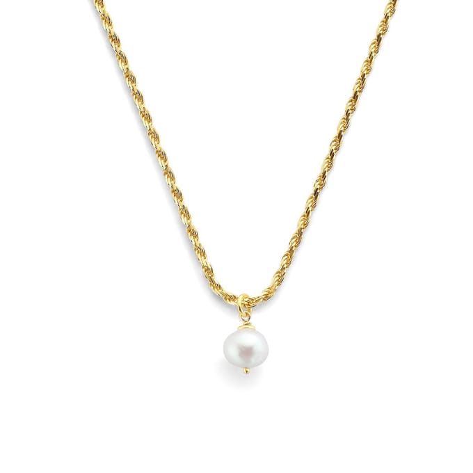 collier parel 41 + 4 cm zilver verguld (geel)