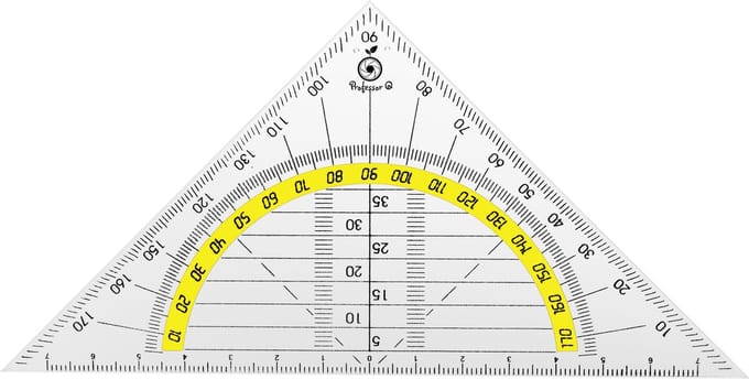 Professor Q - Geodriehoek - Transparant - 14 cm