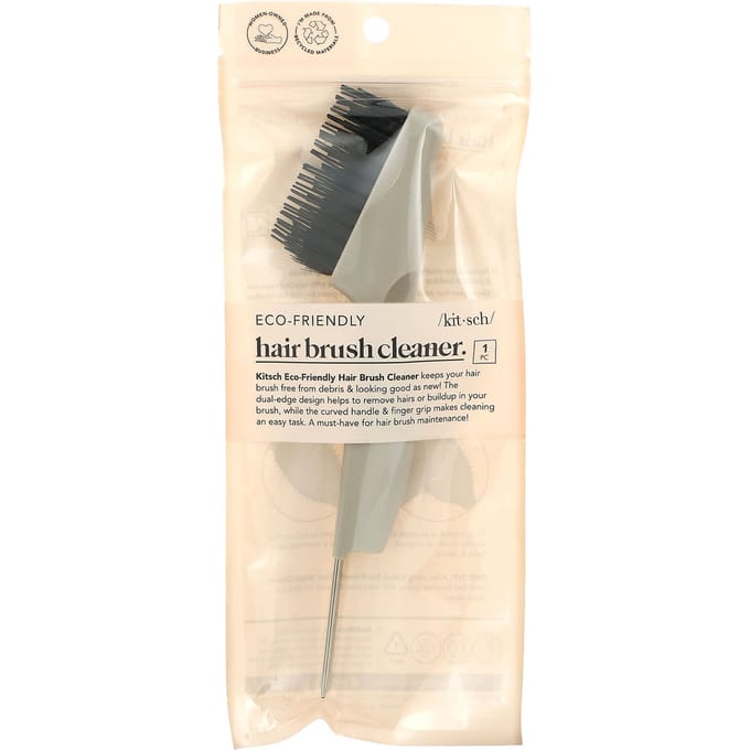 Kitsch, nettoyant écologique pour brosse à cheveux, gris, 1 brosse beige