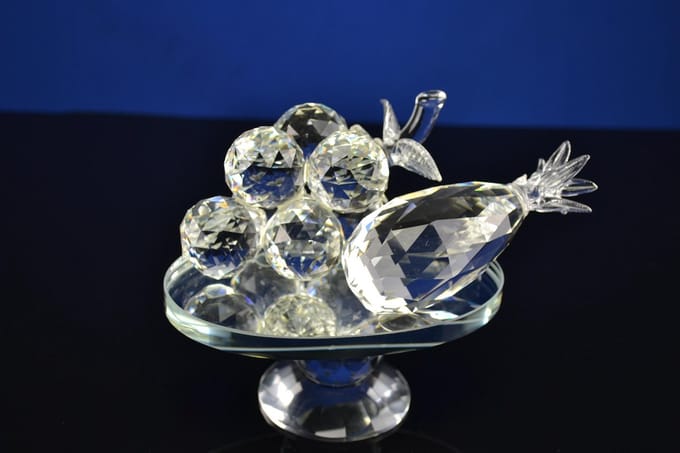 Luxe Kristallen Fruitschaal Set met Druiven & Ananas – Elegant en Uniek Design
