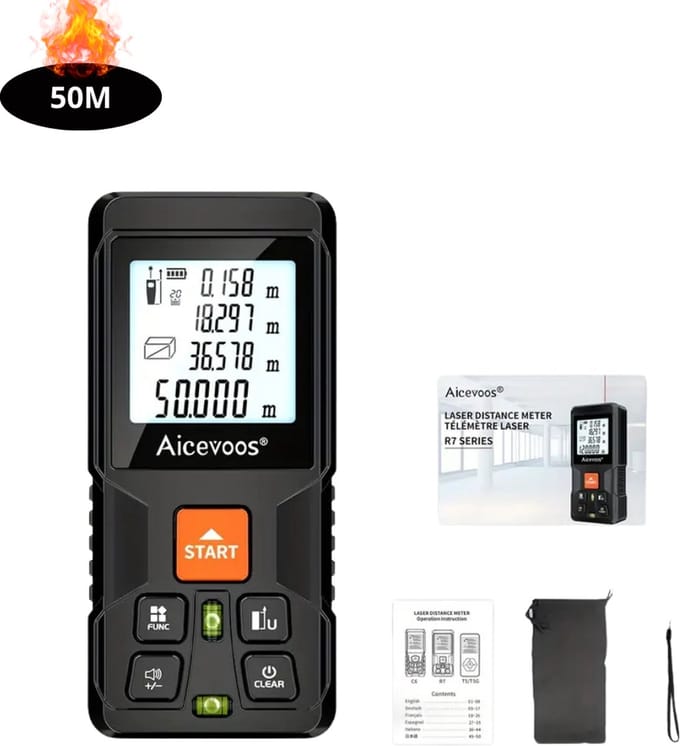 Nivard Laserafstandsmeter - Laser - Afstandsmeter - Afstandmeter - Rangefinder - Digitale Meetlint - Precisiegereedschap - 50 Meter