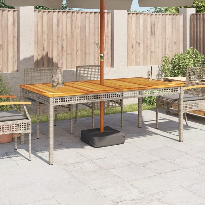 vidaXL - Tuintafel - 180x90x75 - cm - poly - rattan - en - acaciahout - grijs