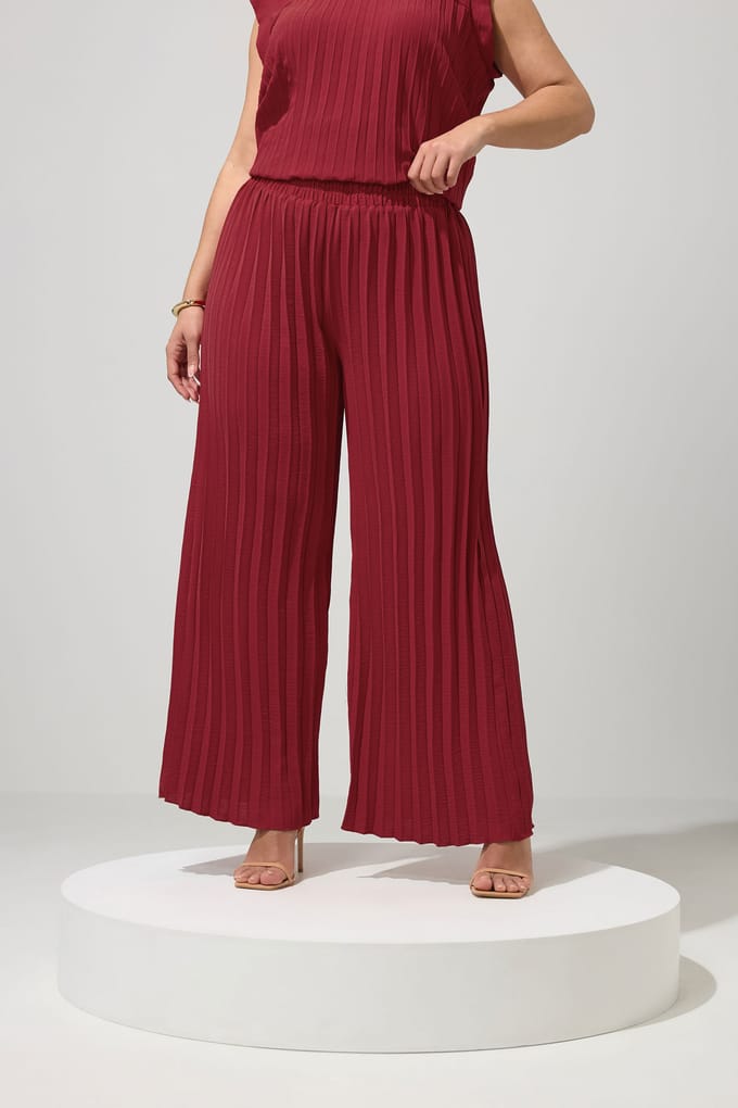 Yours London Rode Geplooide Broek Size 52