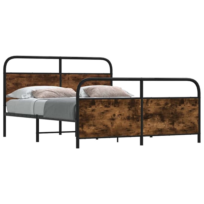 vidaXL - Bedframe - zonder - matras - metaal - gerookt - eikenkleurig - 200x200 - cm