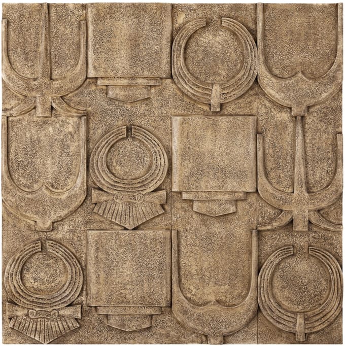 PTMD Saku Beige MDF Aancient Symbols Antique Wall Panel