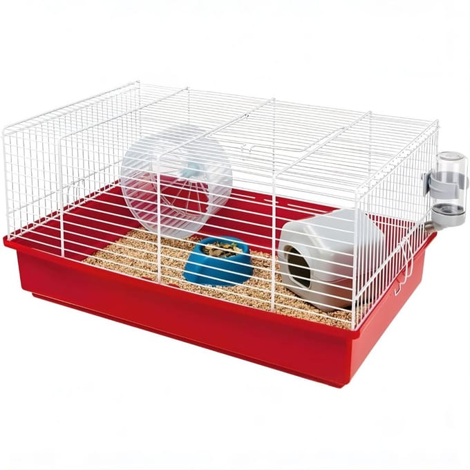 KAD® Hamsterkooi - Hamster Speelgoed - Hamster - Wit en Rood - ‎46cm x 30cm x 23cm