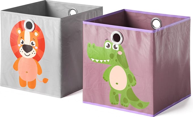 Vicco Opvouwbare box – 30 x 30 cm Set van 2 Grijs/paars