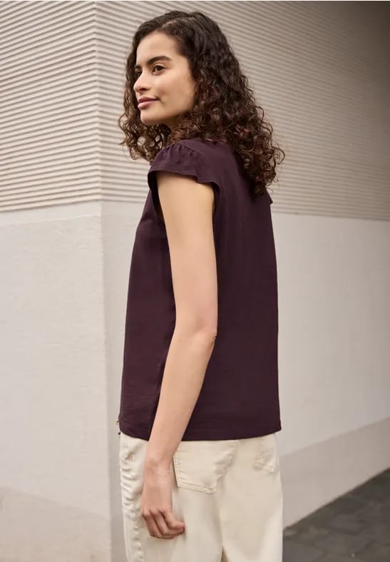 Shirt met losse schouders en gespleten hals