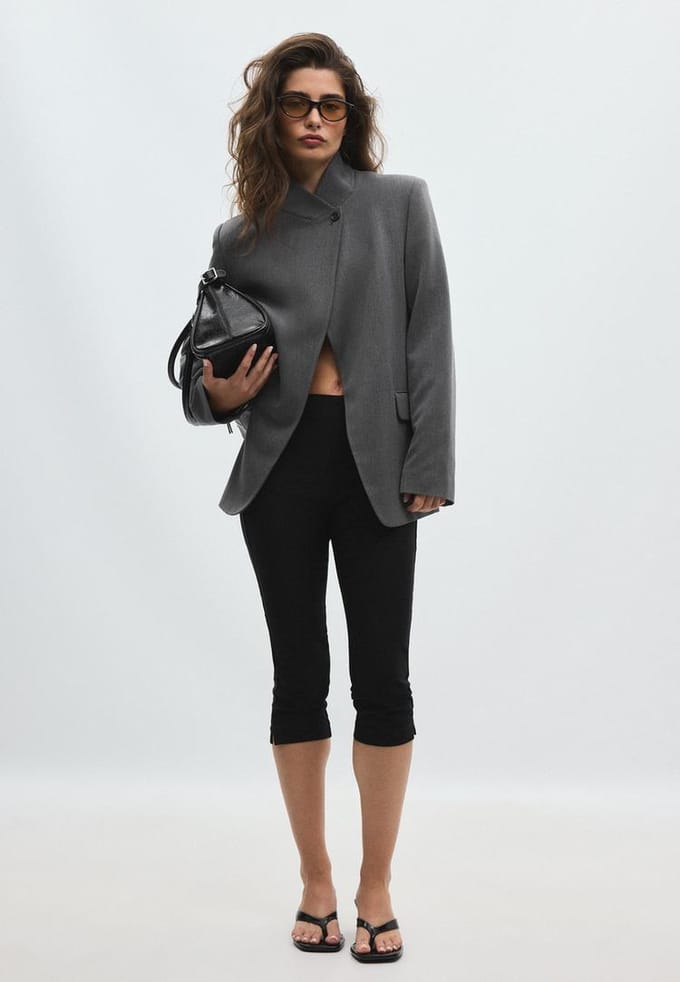 Stradivarius Asymmetrische blazer  Grijs L