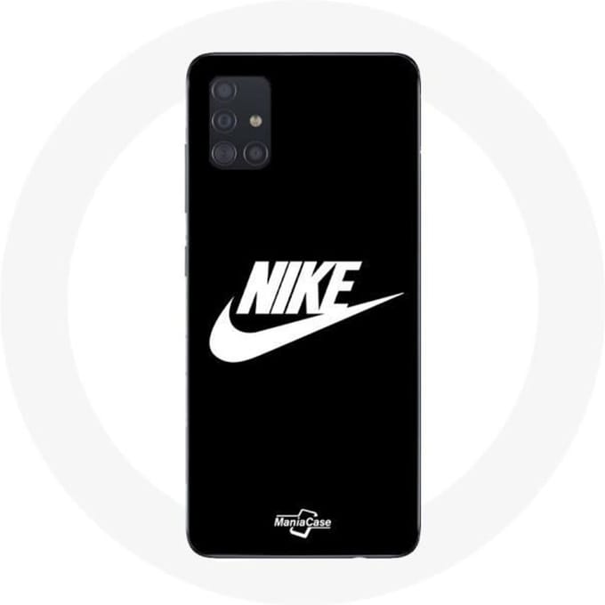 Coque Samsung Galaxy A51 Nike Logo blanc fond Noir