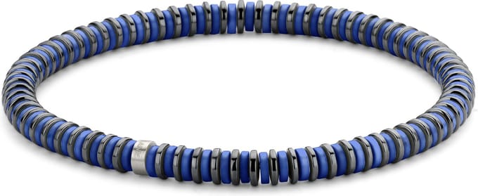 Frank 1967 7FB-0450 natuurstenen armband - Heren - stretch - blauw / zwart