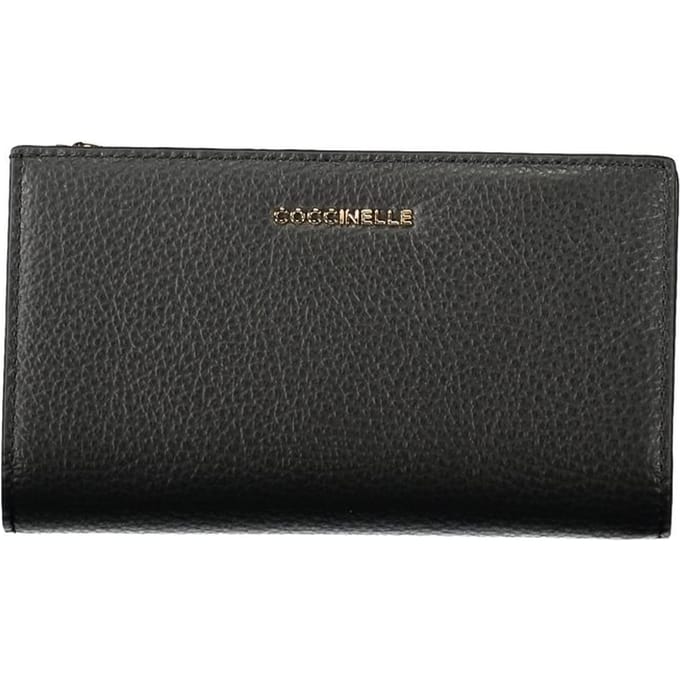COCCINELLE Leren Portemonnee Metallic Soft Wallet Noir Zwart