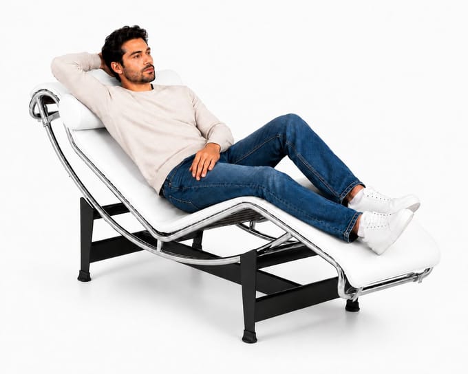 Ligstoel - Ligbed - Fauteuil - Wit - Leer - Verstelbaar
