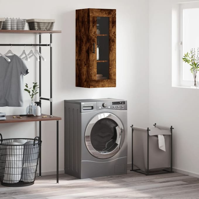 vidaXL - Wandkast - 34,5x34x90 - cm - gerookt - eikenkleurig
