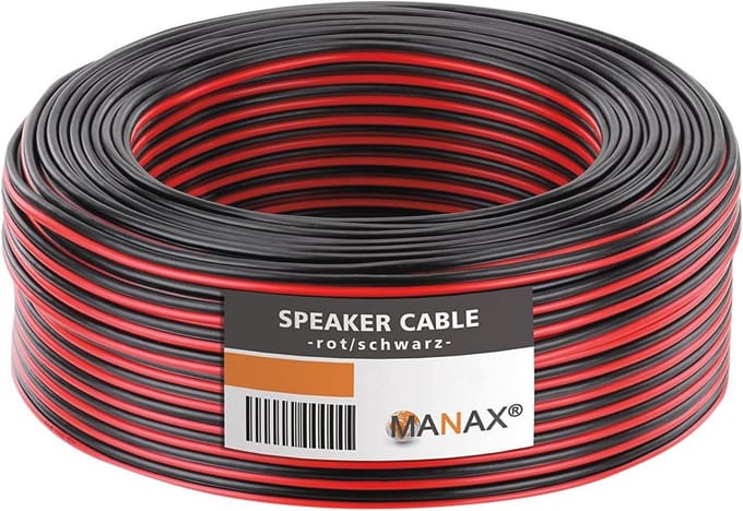 25m Dubbele Draad 2x 0,75mm² Rood/Zwarte Kabel - 2-Aderig Hifi Luidsprekerkabel