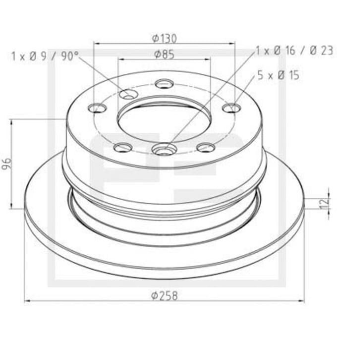 Remschijf PETERS 016.290-00A, achter, volledig, 1 Stuk