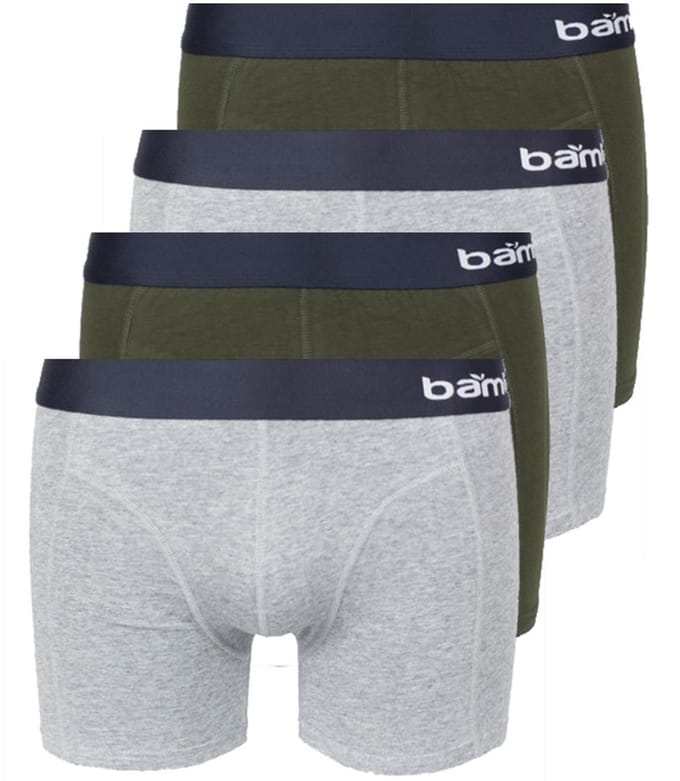 Apollo bamboo heren boxershorts - maat M - 4-pack - grijs/army