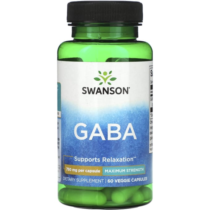 Gaba, Maximale Sterkte, 750Mg, 60 Veggie Capsules