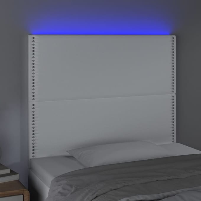 vidaXL - Hoofdbord - LED - 100x5x118/128 - cm - kunstleer - wit