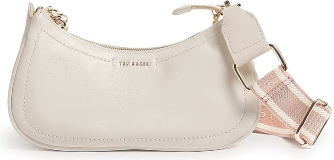 Ted Baker Leren schoudertas Laarna Webbing Leather Shoulder Bag Ivory crème