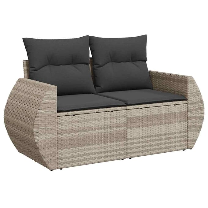 vidaXL - 4-delige - Loungeset - met - kussens - poly - rattan - lichtgrijs
