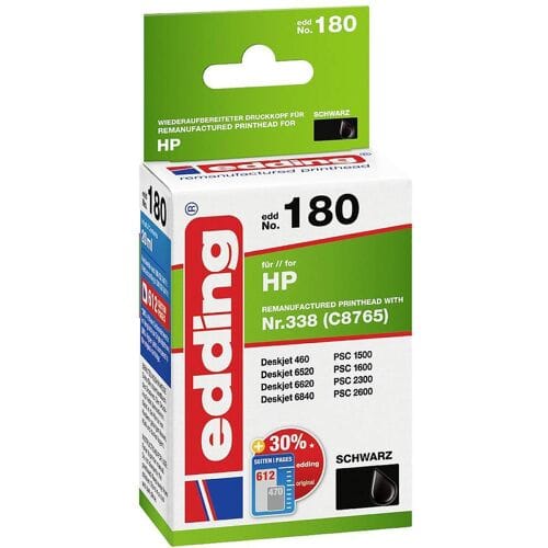 Edding Inktcartridge vervangt HP 338 (C8765EE) Compatibel Zwart EDD-180 18-180