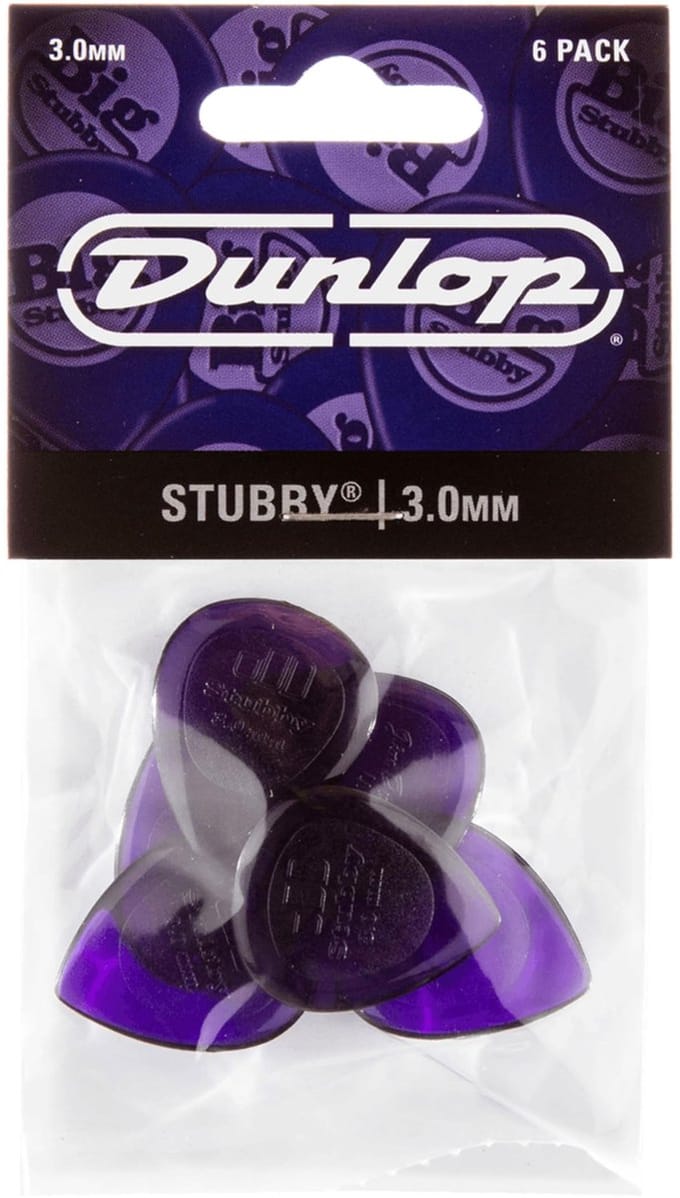 Jim Dunlop Stubby - Plectrums - Stubby Jazz - 3,00 mm - Player's Pack 6 Stuks