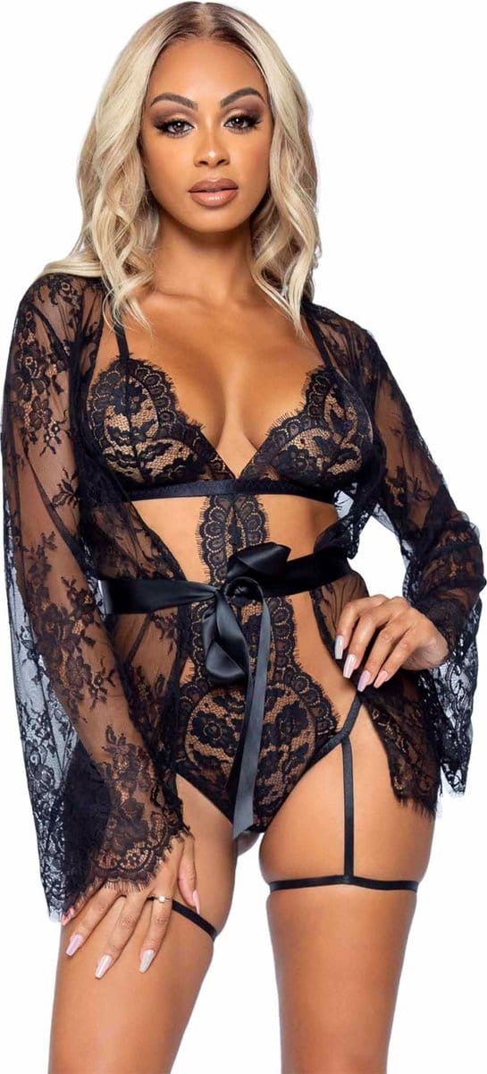Body met kant en kousenbanden dames Leg Avenue Teddy