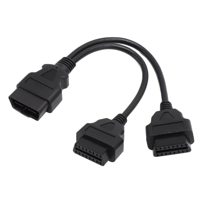 OBD Verlengkabel 16Pin Kabel Mannelijk naar Dubbel Vrouwelijk Y Splitter Snoer Adapter voor OBD2 Interface Voertuigen black