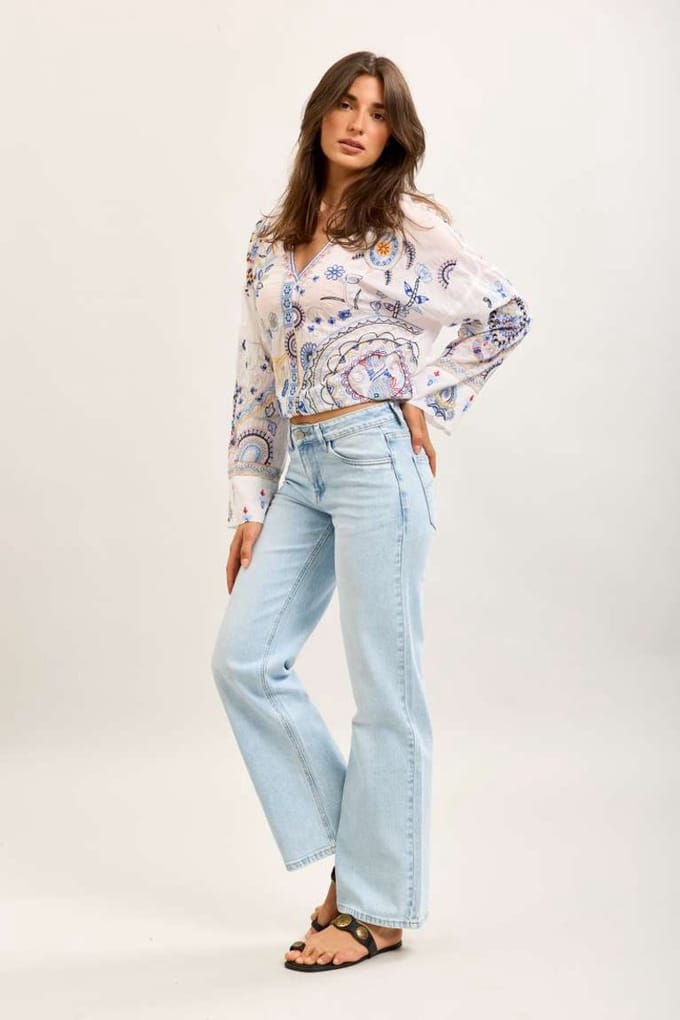 Toxik3 jeans - broek lichtblauw straight fit met stretch dames hoge taille S