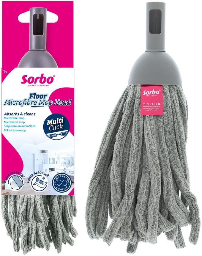 Sorbo Microvezel Mop - Mopkop Microfiber - Multi-Click Vloermop voor Laminaat, Tegels en PVC