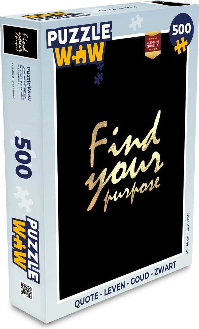 Puzzel Quote - Leven - Goud - Zwart - Legpuzzel - Puzzel 500 stukjes