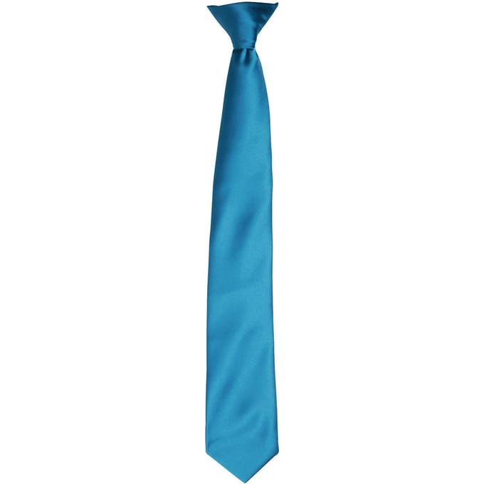 Premier Kleuren Heren Satin Clip Tie (Teal)