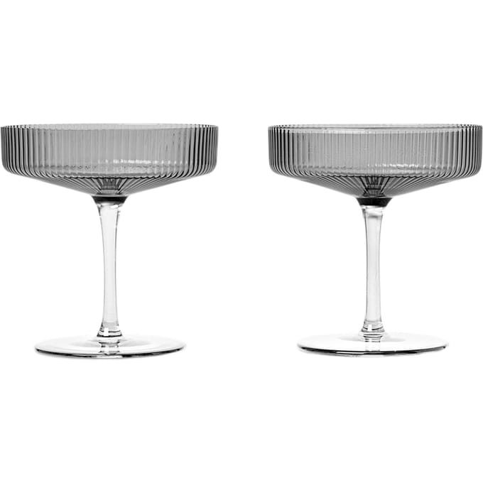 Ferm Living - Ripple Champagneglazen - smoked grey - 4 - 6 Wochen