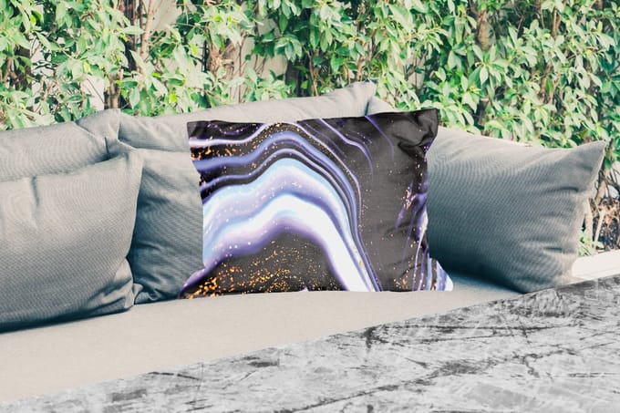 Buitenkussens - Tuin - Marmer - Paars - Luxe - Marmerlook - Glitter - 50x30 cm