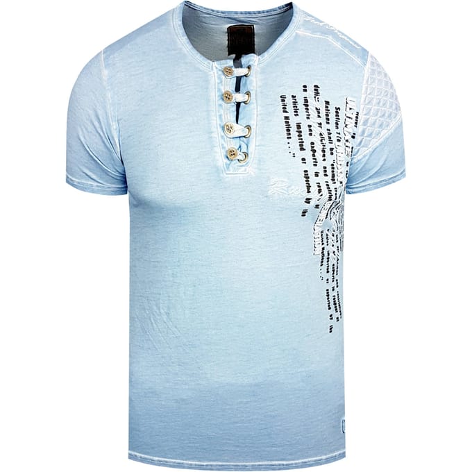 Olie-gewassen T-shirt met knoopsluiting