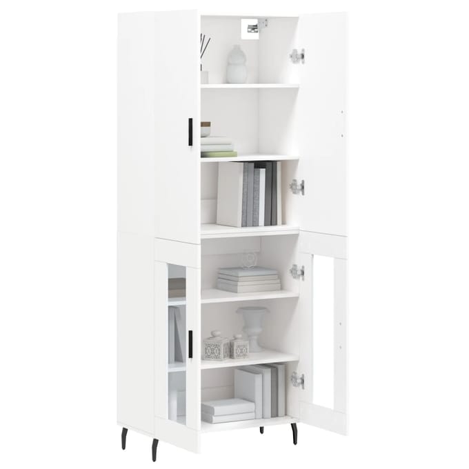 vidaXL - Hoge - kast - 69,5x34x180 - cm - bewerkt - hout - wit