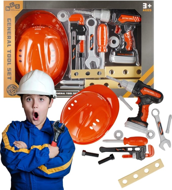 Plastic Gereedschapsset + Helm voor Kinderen 3+ MEGA CREATIVE