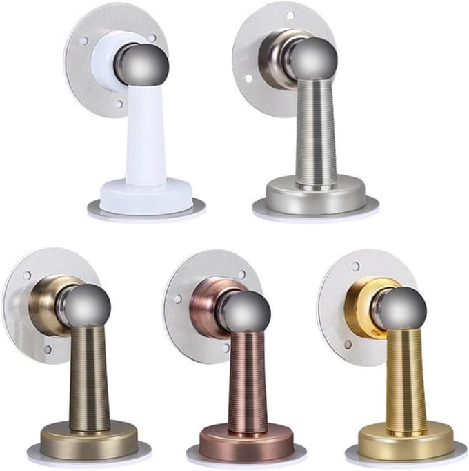 Magnetische Deurstop - Vloerstop Deur - Deur Dempen - Roestvrij Staal - 74mm Hoog - Wit