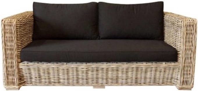 Nissah 2,5-zitsbank naturel rotan - olefin black - urecel foam
