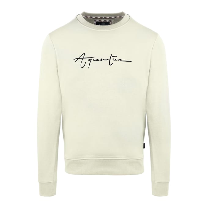 Aquascutum Heren Script Crew Neck Regular Sweatshirt (Boter)