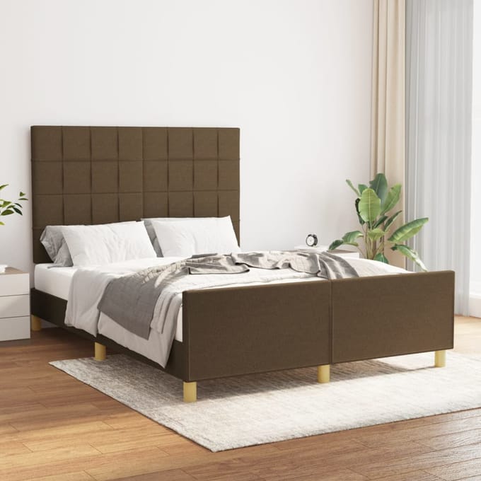 vidaXL - Bedframe - zonder - matras - stof - donkerbruin - 140x200 - cm